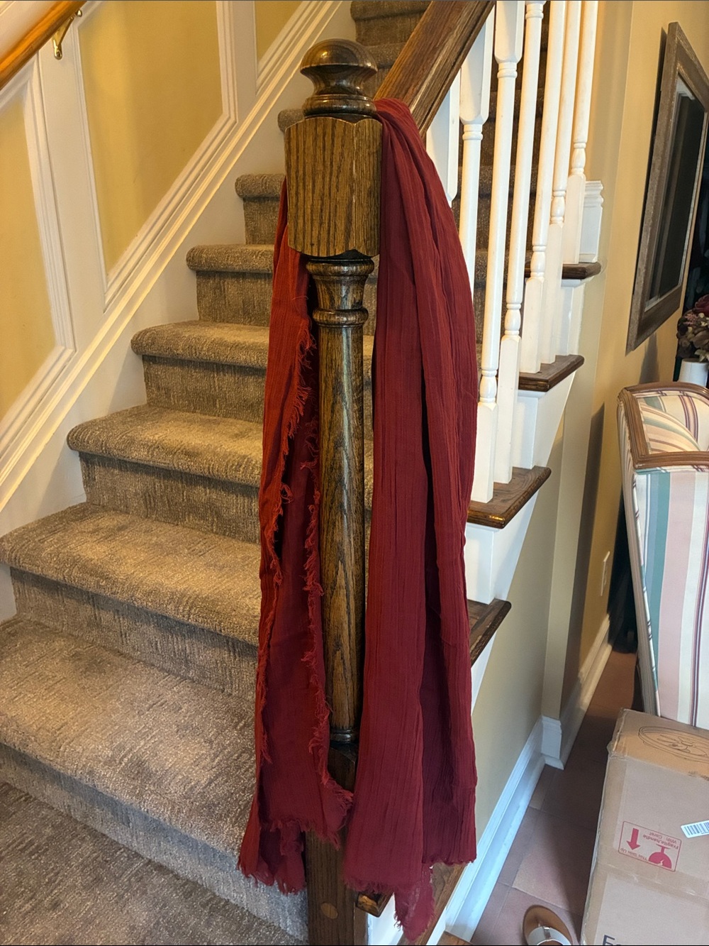 Free People Burgundy Lightweight Fringed Scarf Wrap